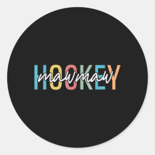 Sticker Rond Mamie de hockey rétro vintage amateur de hockey
