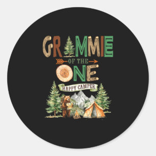 Sticker Rond Mamie de l'unique campeur heureux 1er anniversaire