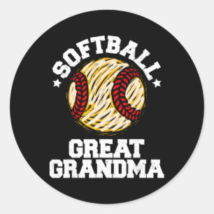 Sticker Rond Mamie de softball décontractée vintage drôle Ga