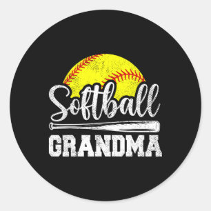 Sticker Rond Mamie de softball Joueuse de softball Cadeau de la