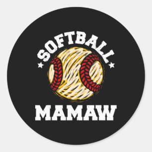 Sticker Rond Mamie softball décontractée vintage drôle grand-mè