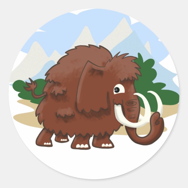 Sticker Rond Mammoth laineux (Devant)