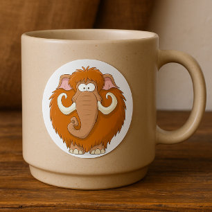 Sticker Rond Mammouth Laineux Animal Préhistorique Mignon