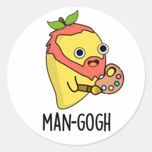 Sticker Rond Man gogh Funny Artiste Mango Pun