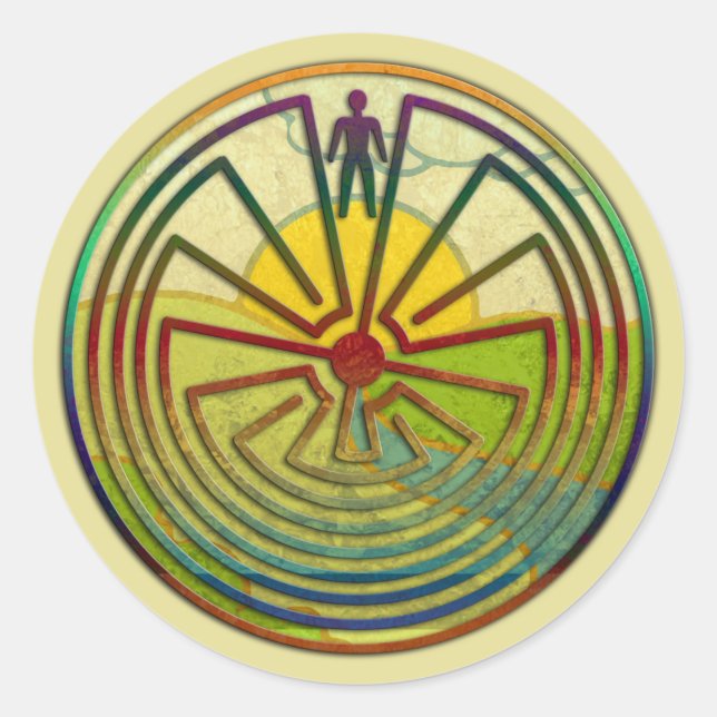 Sticker Rond MAN IN THE MAZE paysage + votre arrière - plan (Devant)