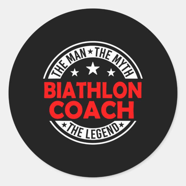 Sticker Rond Man Myth Biathlon Coach Légende Funny Biathlon Coa (Devant)