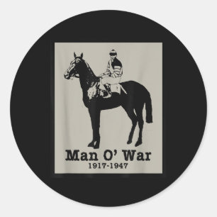 Sticker Rond Man O War Vintage Race Horse
