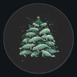 Sticker Rond Manatee Christmas Tree Manatee Xmas Boys &amp; Wom<br><div class="desc">Manatee Christmas Tree Manatee Xmas Boys & Femmes</div>