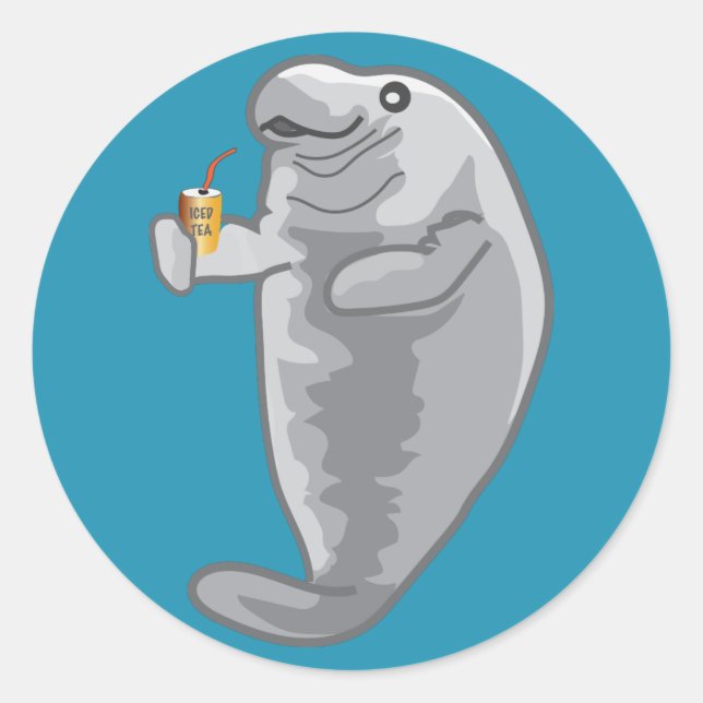 Sticker Rond Manatee glacé - juste froid (Devant)