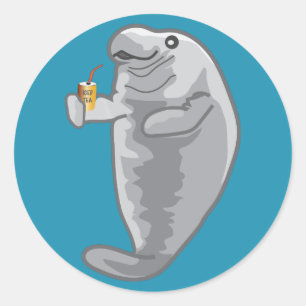Sticker Rond Manatee glacé - juste froid