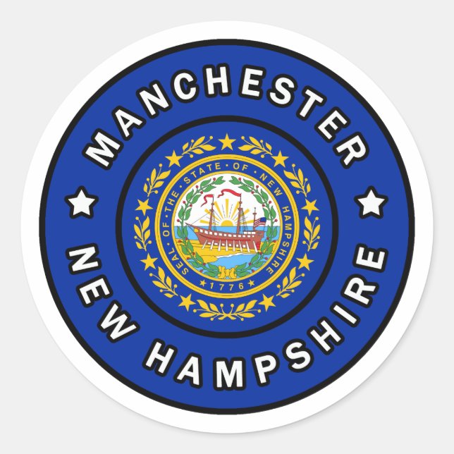 Sticker Rond Manchester New Hampshire (Devant)