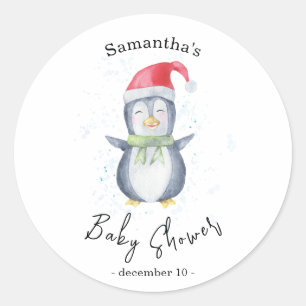 Sticker Rond Manchot arctique - Baby shower