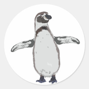 Sticker Rond Manchot de dessin animé