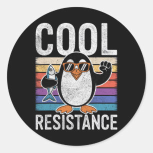 Sticker Rond Manchot de résistance cool subtile proteste contre