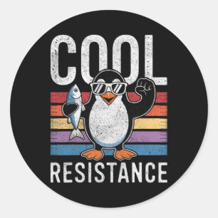 Sticker Rond Manchot de résistance cool subtile tarifs protesta