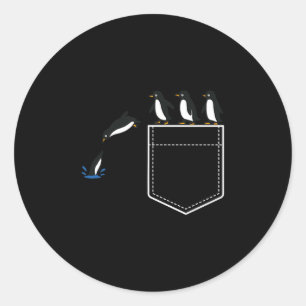 Sticker Rond Manchot drôle Cket Manchot mignon plongée Amour de