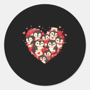Sticker Rond Manchot drôle coeur Saint Valentin Manchot Femmes