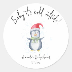 Sticker Rond Manchot mignon de l'Arctique - bébé il fait froid
