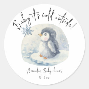 Sticker Rond Manchot mignon de l'Arctique - bébé il fait froid