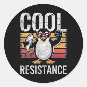 Sticker Rond Manchot Résistance Cool Subtile Tarifs Protestatio