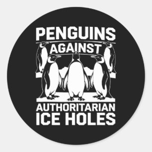 Sticker Rond Manchots contre les trous de glace autoritaires ré