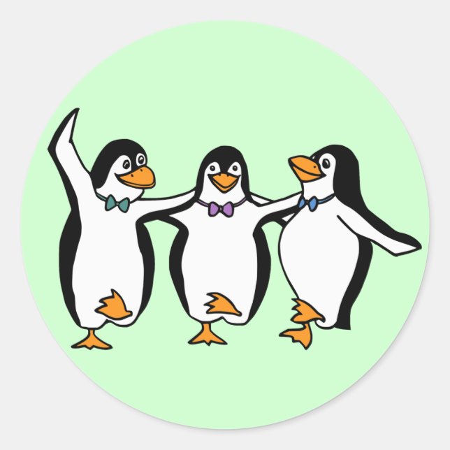 Sticker Rond Manchots Danseurs (Devant)
