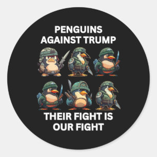 Sticker Rond Manchots en colère contre Trump leur combat est le
