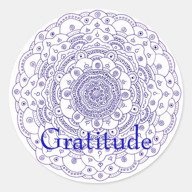 Sticker Rond Mandala 6, gratitude (Devant)