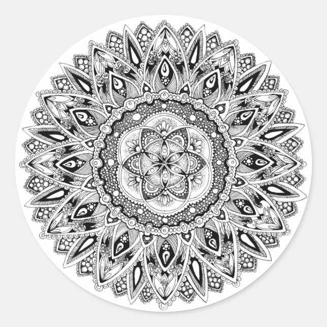 Sticker Rond Mandala à fleurs avec semence de vie (Devant)