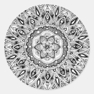 Sticker Rond Mandala à fleurs avec semence de vie