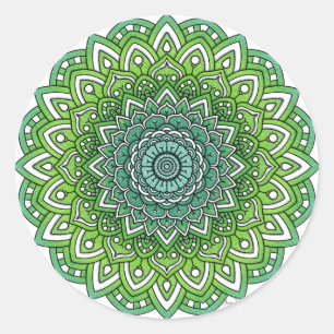 Sticker Rond Mandala à fleurs vertes