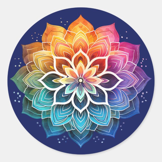 Sticker Rond Mandala arc-en-ciel (Devant)