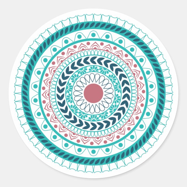 Sticker Rond Mandala bleu (Devant)