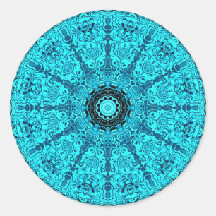 Sticker Rond Mandala bleu détaillé