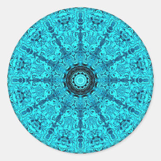 Sticker Rond Mandala bleu détaillé