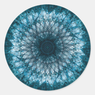 Sticker Rond Mandala bleu indigo