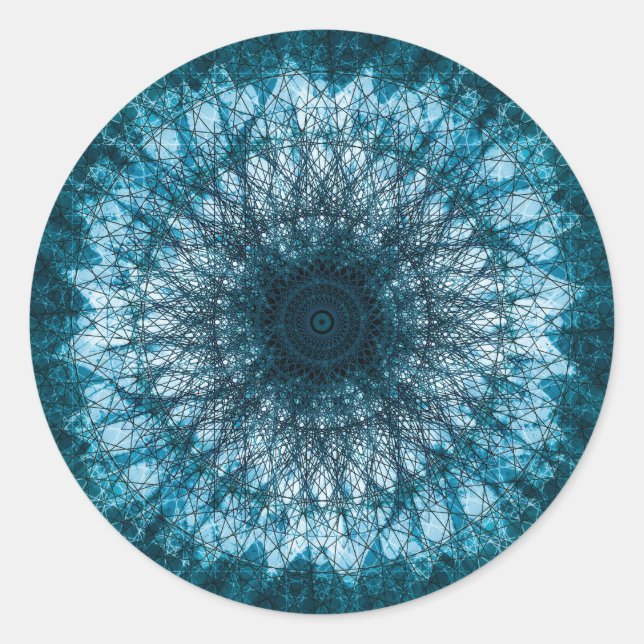 Sticker Rond Mandala bleu indigo (Devant)