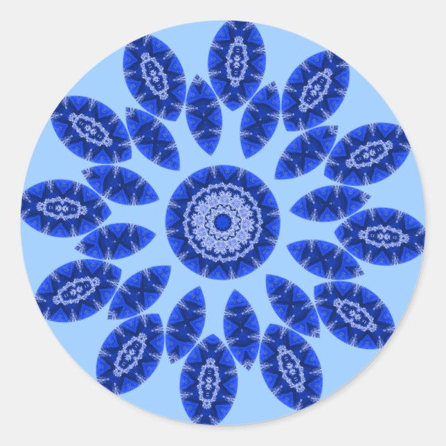 Sticker Rond Mandala Blue Tahoe (Devant)