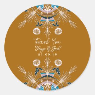 Sticker Rond Mandala Bohemian coloré Merci moutarde