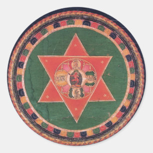 Sticker Rond Mandala bouddhiste tibétain de Vajravarahi Vajrayo