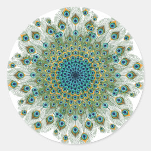 Sticker Rond Mandala couleur Peacock Homme