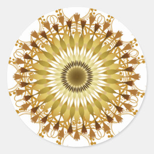 Sticker Rond Mandala Damask Lotus Flower Art