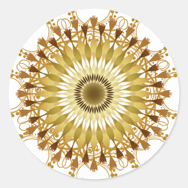 Sticker Rond Mandala Damask Lotus Flower Art (Devant)