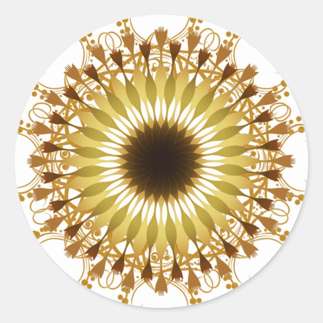 Sticker Rond Mandala Damask Lotus Flower Art (Devant)