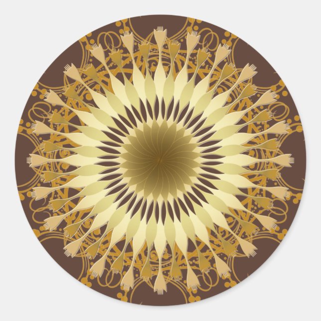 Sticker Rond Mandala Damask Lotus Flower Art (Devant)