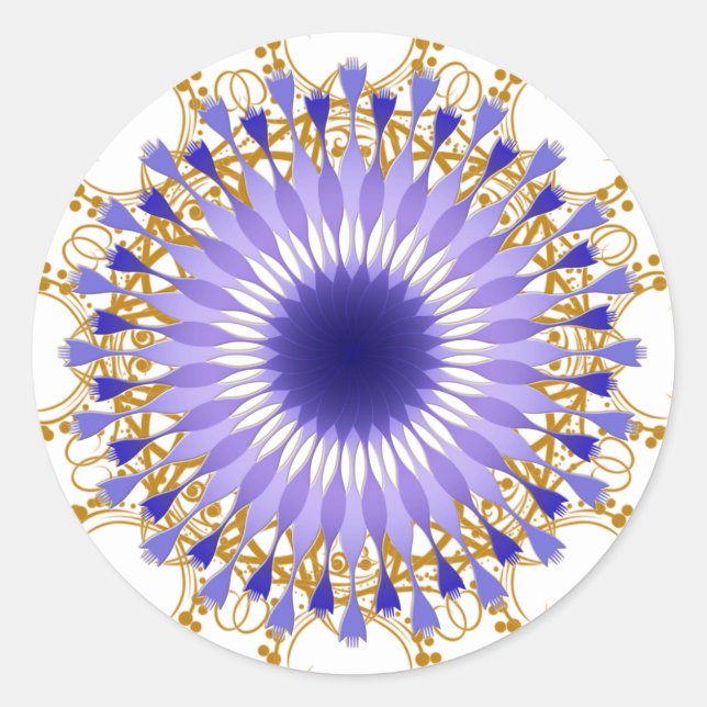 Sticker Rond Mandala Damask Lotus Flower Art (Devant)