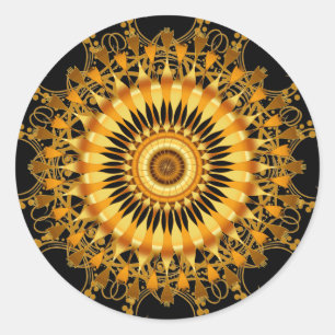 Sticker Rond Mandala Damask Lotus Flower Art