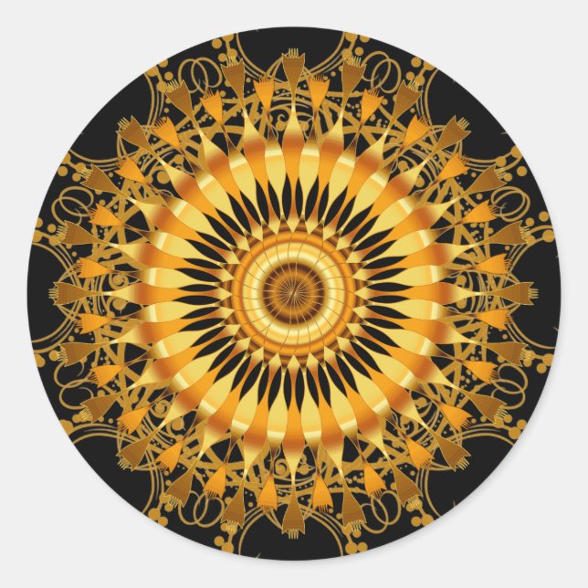 Sticker Rond Mandala Damask Lotus Flower Art (Devant)