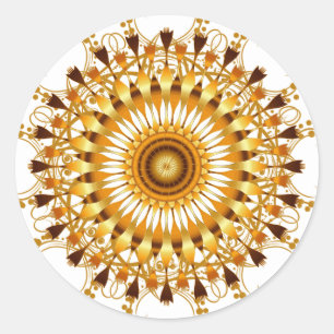 Sticker Rond Mandala Damask Lotus Flower Art