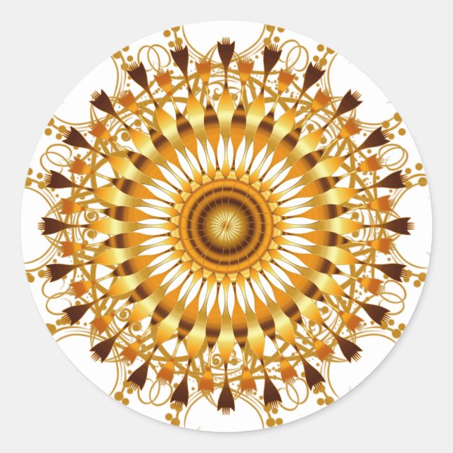 Sticker Rond Mandala Damask Lotus Flower Art (Devant)